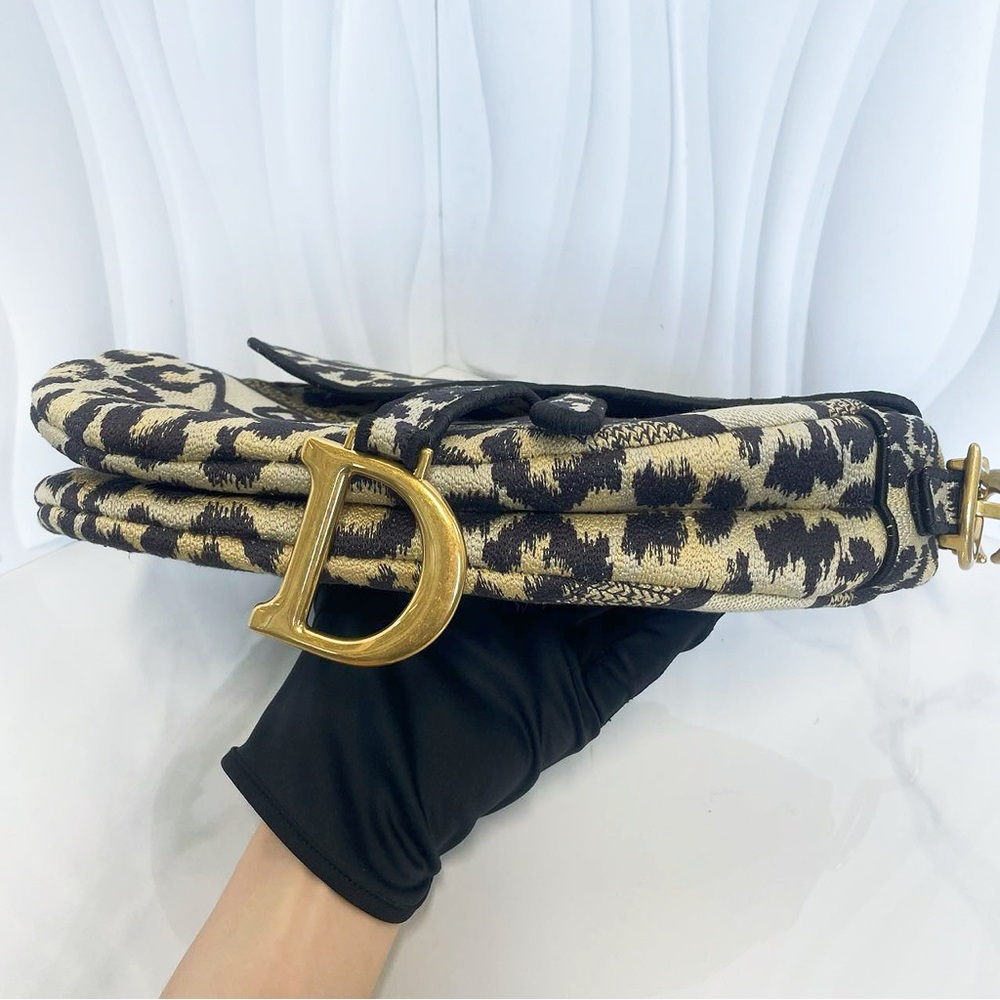 Dior Leopard Multicolor Mizza Embroidery Saddle Bag - Picture 7 of 11